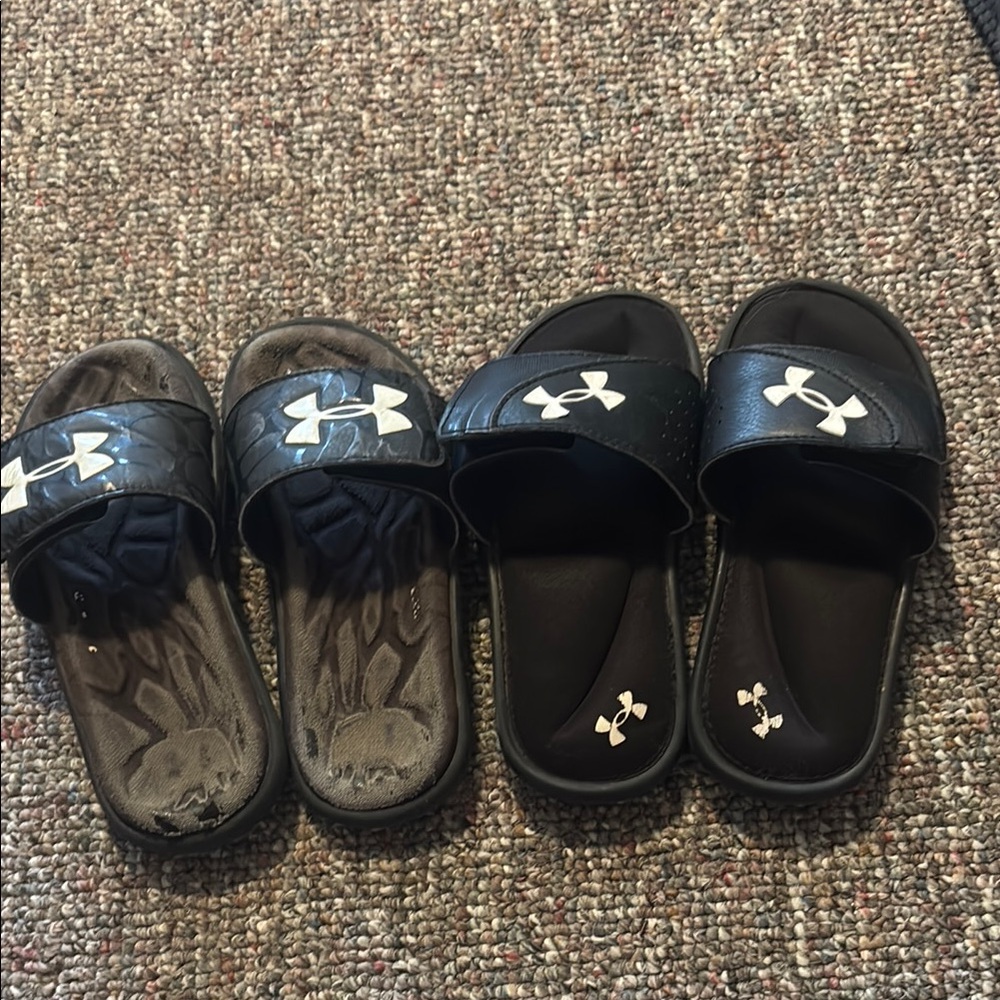 Under Armour Black Slide Sandals Cushioned Footbed Sporty Design